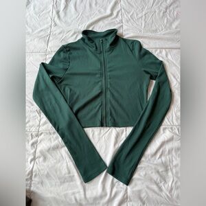 Green Fitted Workout Zip-Up Jacket M